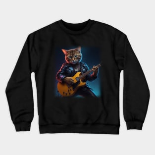 Rockstar Cat Guitar Crewneck Sweatshirt